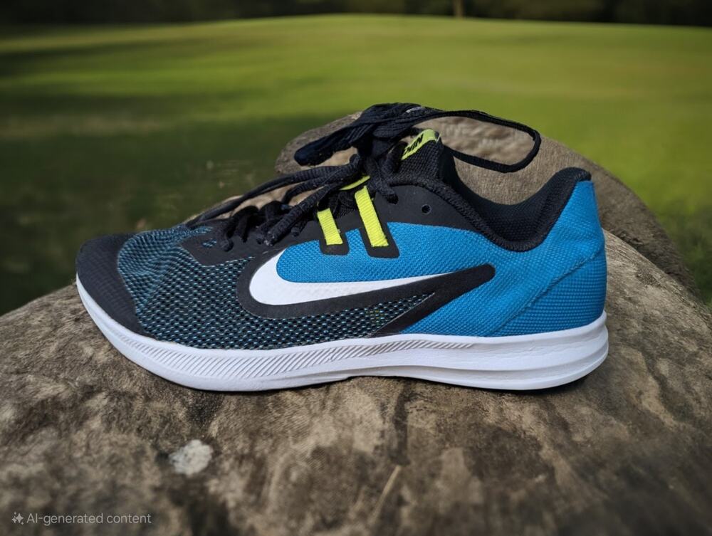 NIKE DOWNSHIFTER 9 GS Shoes Black White Blue Size 5.5Y Unisex Athletic Sneakers